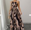 European and American New Zebra Pattern Suspender Dress Women's Retro Versatile Waist Dress