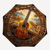 Guitar Craftsmanship Scene Pattern Umbrella, Portable and Foldable Design, 8 Ribs, a Casual Accessory for Halloween, Christmas, and Birthday Gifts.