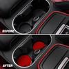 AUCELI 2 Pcs Car Cup Holder 2.75" Carbon Fiber Coaster Non-slip Bottle Pad Embedded