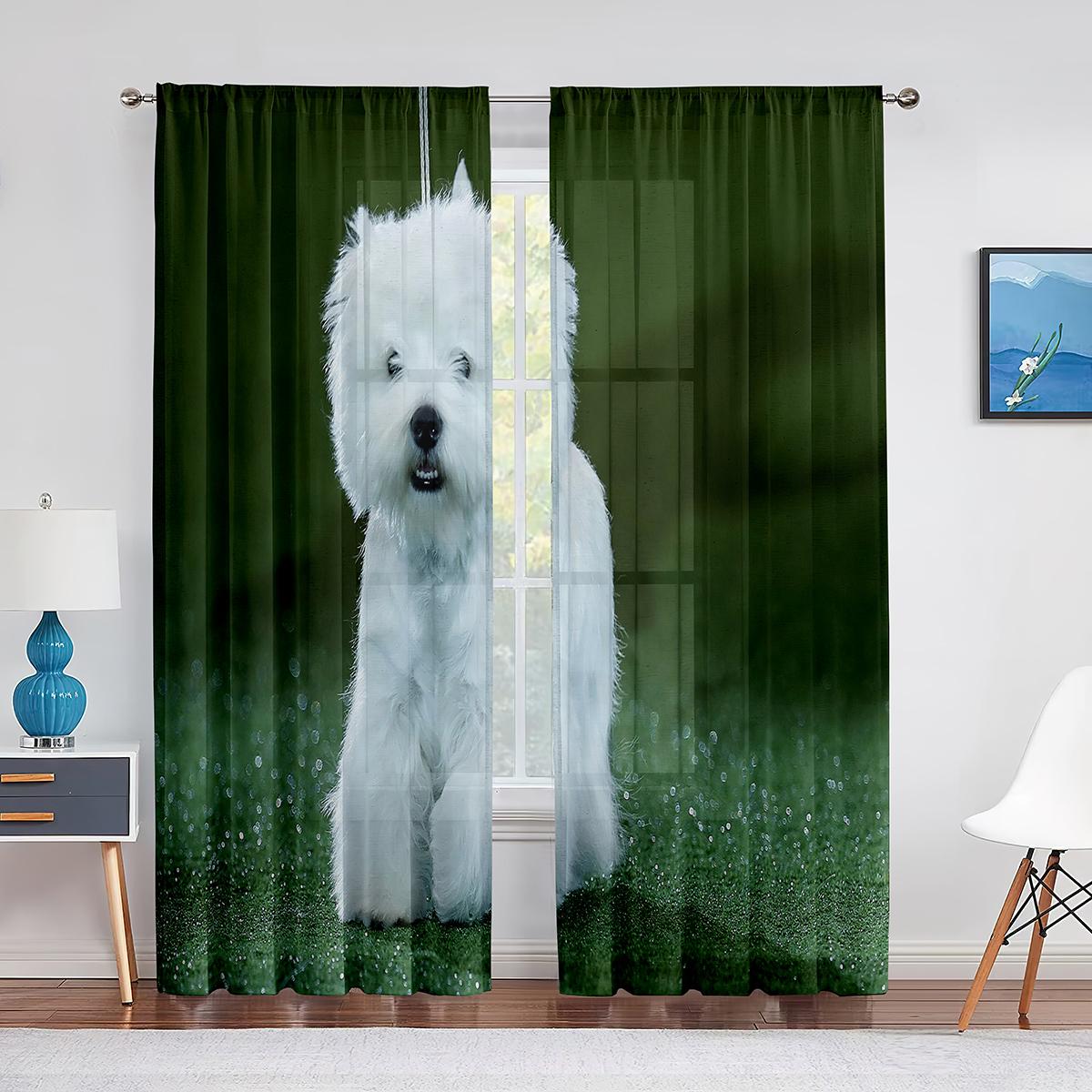 Вест-хайленд-уайт-терьер милый Вести-дог прозрачные шторы для гостиной спальни украшения — фото 7
