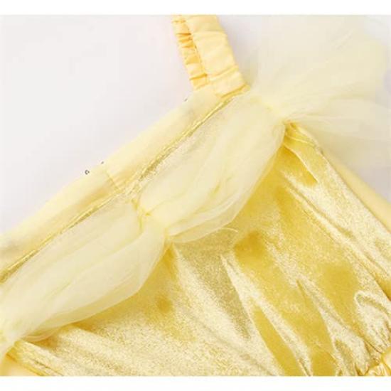 [CQDY] Belle Dress, Children's Princess Dress (Beauty and the Beast-inspired Dress + Tiara) 7-Piece Set, Kids' Costume, Formal Dress, Princess Dress,