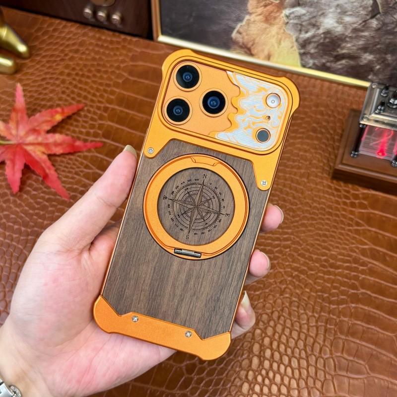 iPhone 14 Pro Max Walnut Wood Case with Magnetic Stand