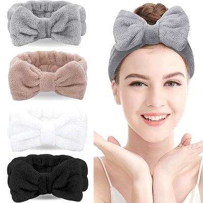 Fascia per capelli da donna, per trucco viso, morbido pile di corallo, fascia per capelli cosmetica, per ragazze, con fiocco, fascia per capelli, per lavare la maschera per il viso, regali per la doccia
