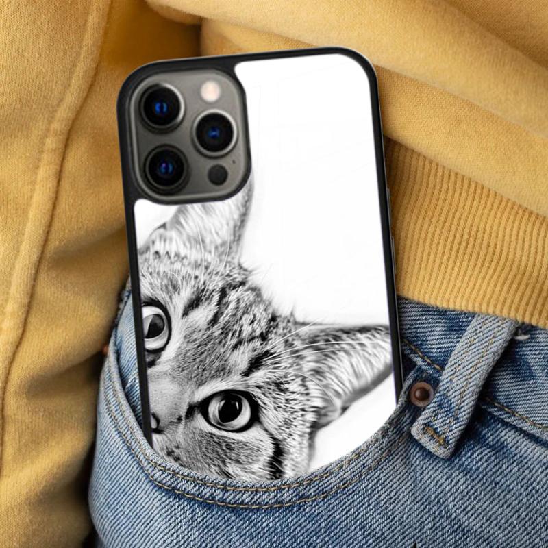Funny Sneaky Cat Soft Phone Case for iPhone 17 Air 16e Pro max 15 Pro 13 14 Plus 11 12 MagSafe Magnetic Coque