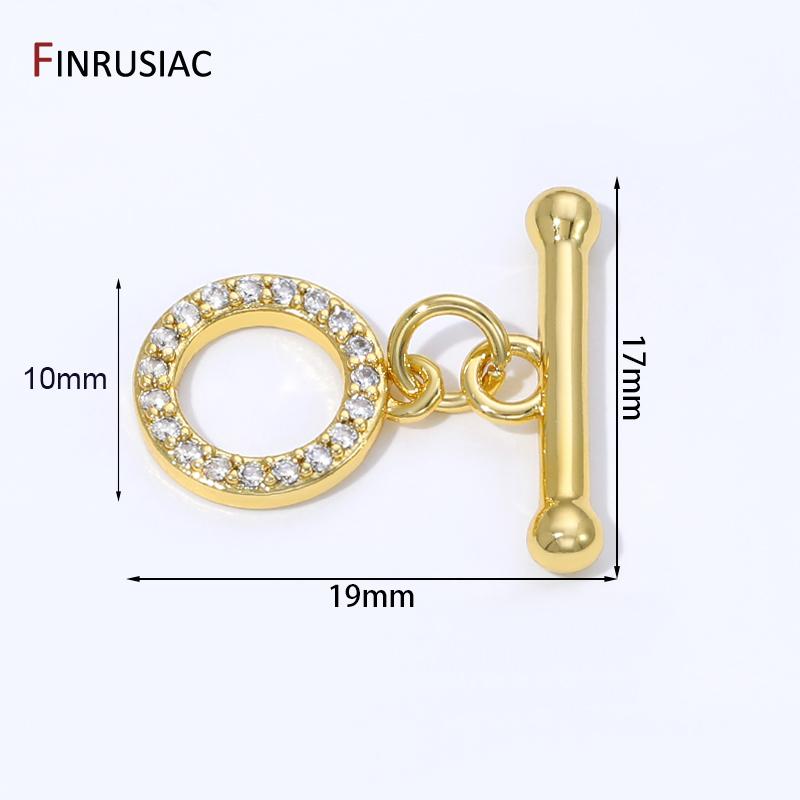 

18K Gold Plated Brass Toggle Clasps,Inlaid Zircon OT Clasps Connectors for DIY Jewelry Making Necklaces Bracelets Accessories 2 pieces