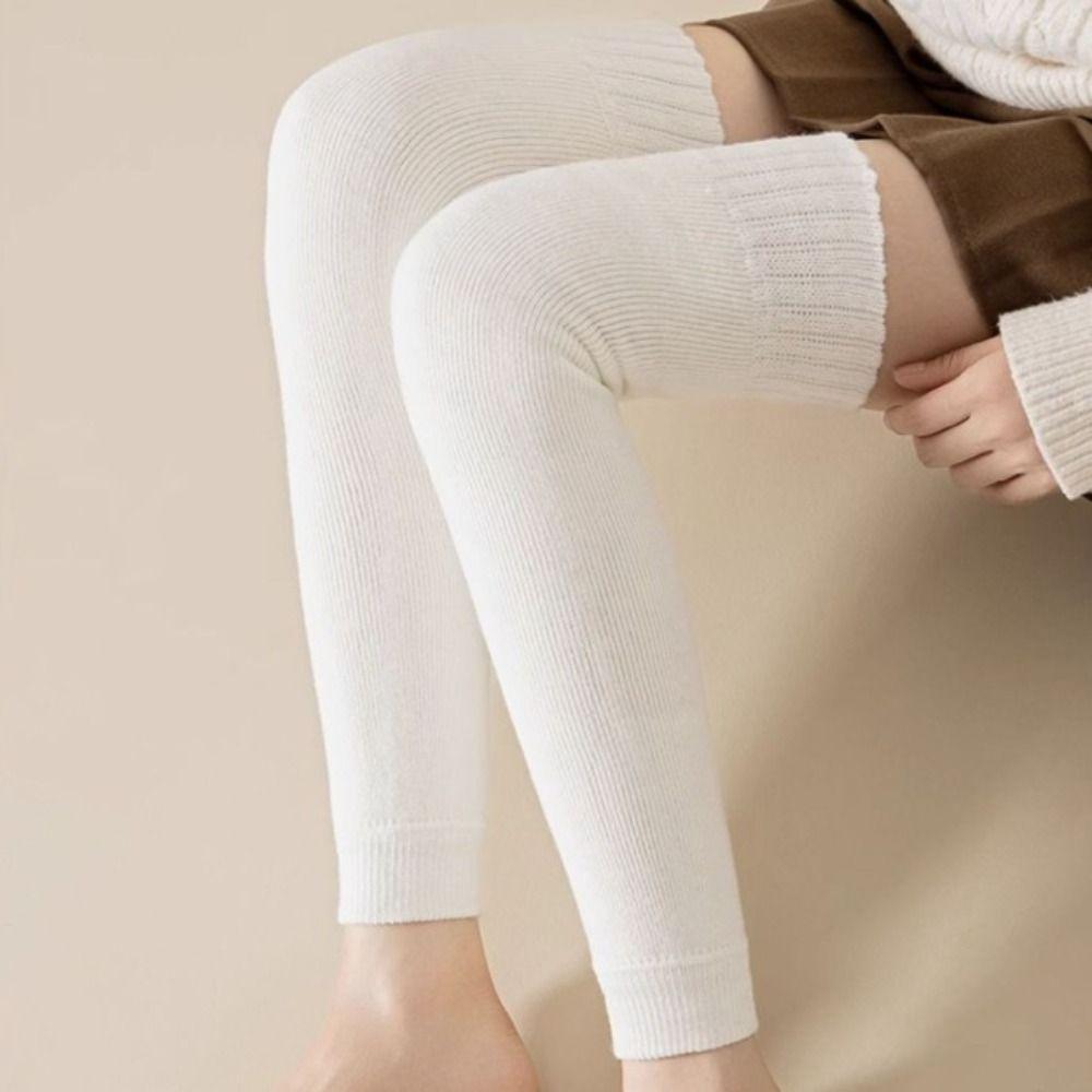 Fleece-lined Knee-High Stockings Thicken Long Tube Socks Soft Over Knee Sock  Winter