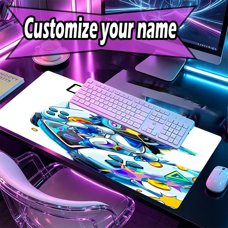 Benutzerdefinierter Name Personalisierte Kosmische Bot Crew Muster Mauspade, Laptop PC Schreibtischmatte, Dekorative Schreibtischmatte für Zuhause Tastaturpad Geschenk