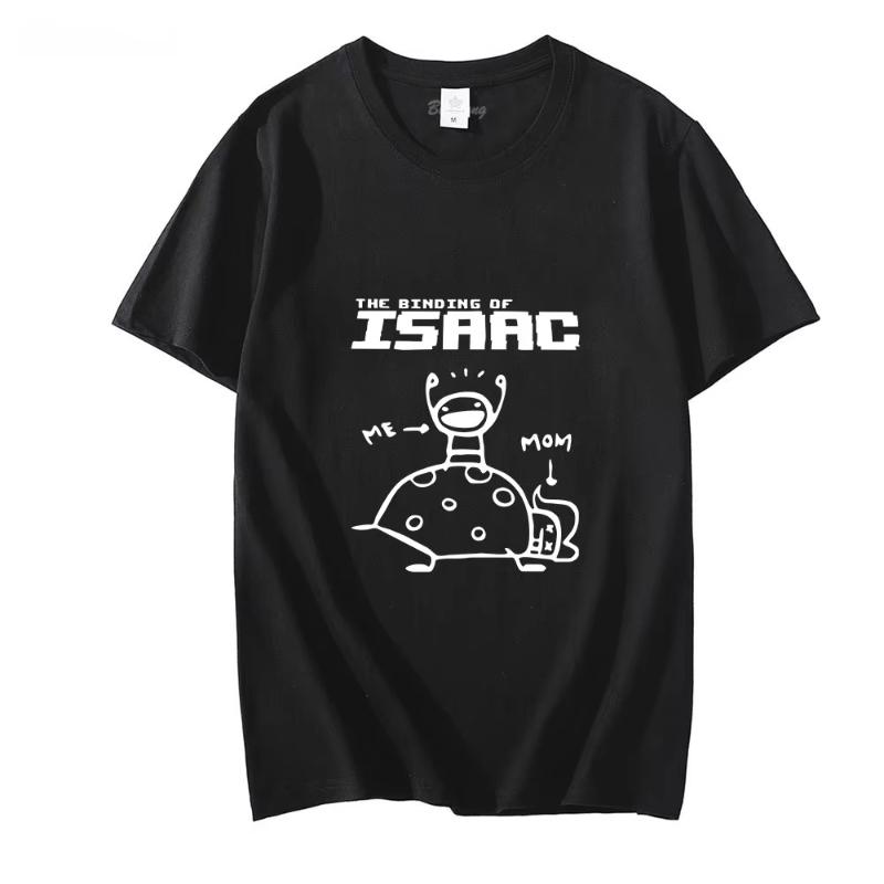 The Binding of Isaac Cartoon Tshirts Men Anime Letter Printed Tops Tees Fashion Manga Spring and Summer Slight Strech