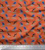 Soimoi Japan Crepe Satin Fabric Waves,Whale & Dolphin Ocean Decor Fabric Printed metre 42 Inch