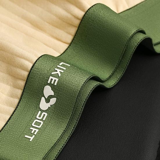 Men Boxer Underwear Elastic Mid-Waist Design Breathable Shorts Briefs Patchwork Color U-Convex Ribbed Smooth Wiring Panties
