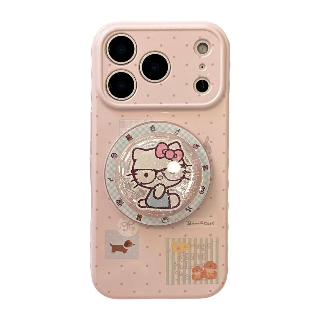 Collage Wind Cartoon Magnetic Suction Bracket Iphone17pm Mobile Phone Case Apple 16 for 13 Glitter Cat 11 Soft 15