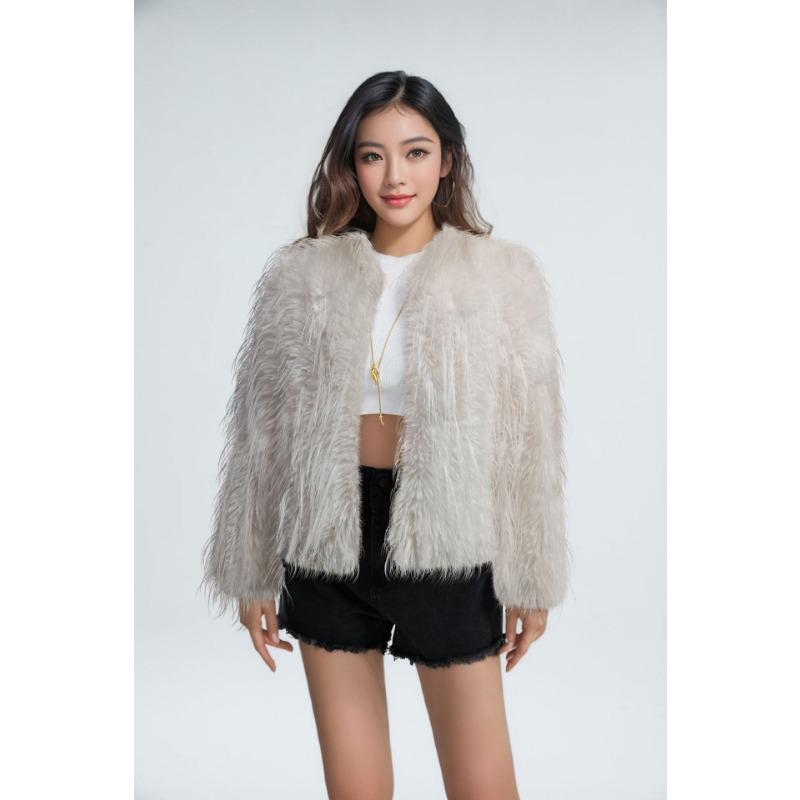 Autumn and Winter New Fashionable Versatile Imitation Fur Coat Coat Solid Color Fringed Fur Coat Women's Top Thickened
