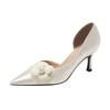 Women's French Wedding Shoes Elegant Camellia High Heels for Bridal Gown Party Red Bridal Shoes