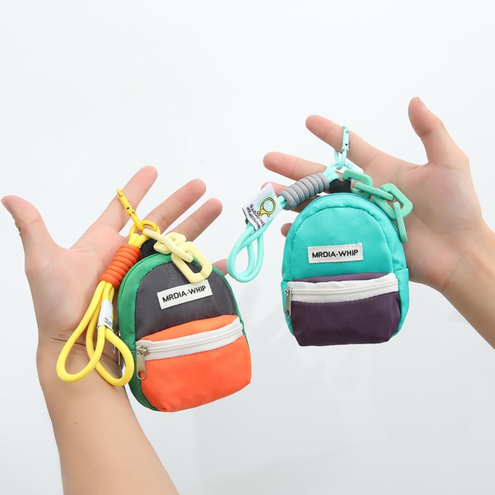 Cute Zipper Coin Purse Mini Key Chain Wallet Pouch Macaron Color Portable Book Bag Pendant Outdoor