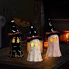Decorative Holiday Atmosphere Lights Light Up Ghost Halloween Decoration, Cute Spooky Witch Hat Figurine, Kids Bedroom Night Resin LED Lighted Statue