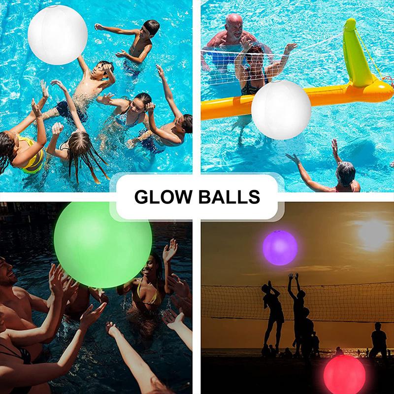 16 Colors Floating Pool Lights 38cm Large Inflatable Pool Beach Ball For Water Pool Party Outdoor Balloon LED Garden Ball Light