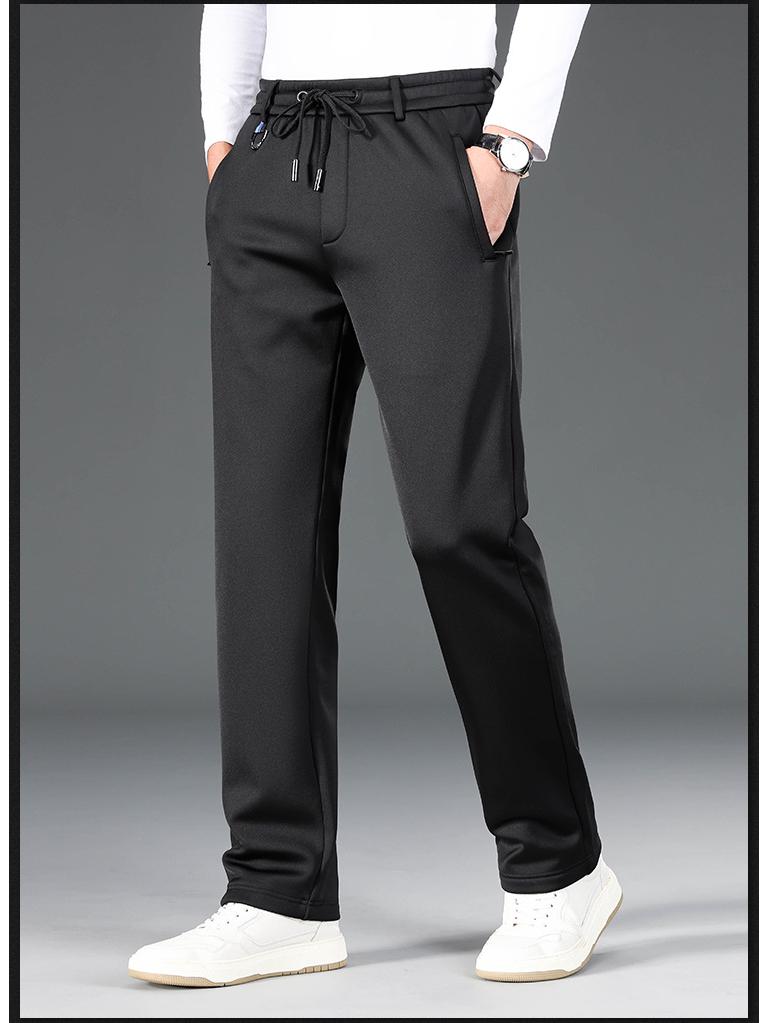 Men's Winter Casual Fleece-Lined Elastic Waist Straight Leg Sweatpants