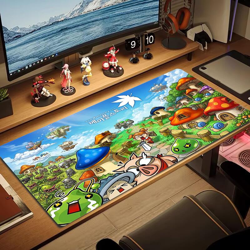MapleStory Χρωματιστό Επιθέμα Ποντικιού Μεγάλο Μαξιλάρι Τραπεζιού Παιχνιδιών Αντιολισθητικό Laptop Tablet Μεγάλο Επιθέμα Ποντικιού XXL Στρώμα Mini PC Playmat Με Κλειδωμένη Άκρη