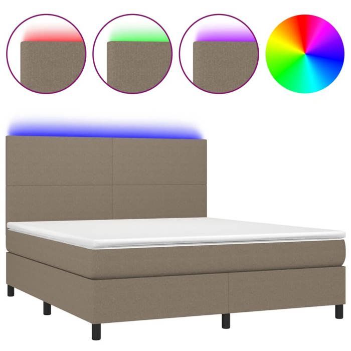 Maison Exclusive - Sommier à lattes de lit et matelas et LED Taupe 180x200cm Tissu