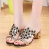 Fashion women fashion sweet golden crystal high quality peep toe high heel shoes lady plus size black comfort spring heel sandals ea463