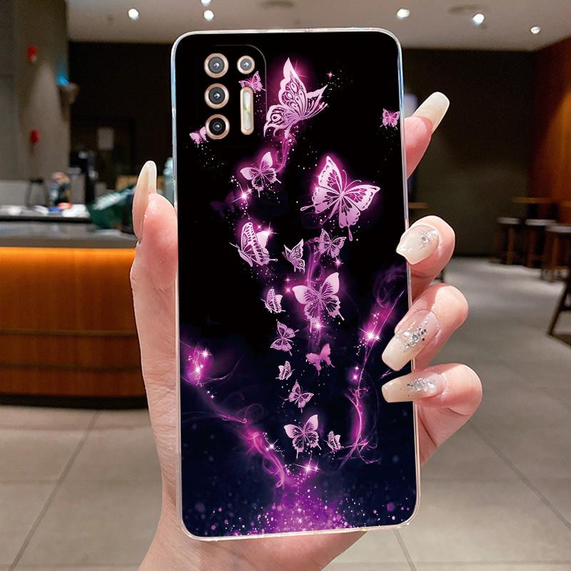 Phone Case For Motorola Moto G9 Plus Fundas Capa Butterfly Bow Protective Casing Transparent Soft Silicone TPU Cover Coque