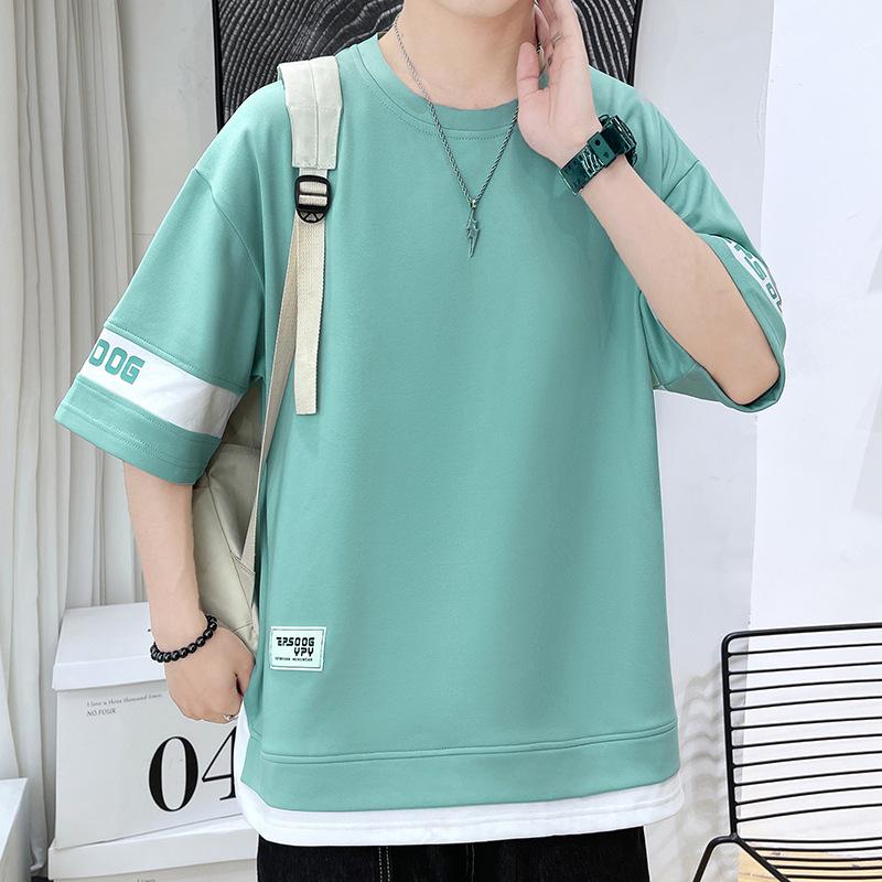 Men's Short-sleeved T-shirt Summer Casual Loose Five-point Sleeve T-shirt