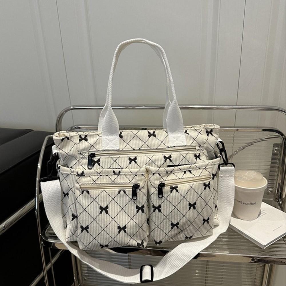 Bowknot Print Women's Shoulder Bag Large Capacity Commuting Handbag Underarm Tote Bag School