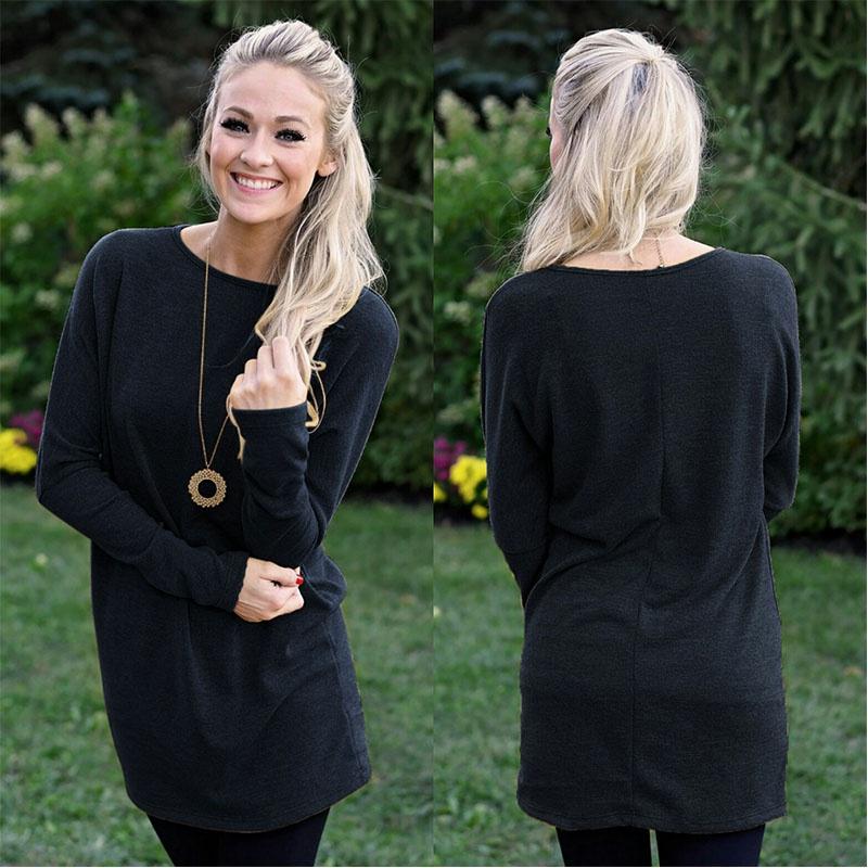 Premium Quality Women Solid Knitted Sweater Dress With Cozy O Neck Design For Autumn And Winter