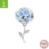 S925 Silver Blue Hydrangea Loose Beads Niche Temperament Spirit Flower Shell Flower Smart Bracelet Beads