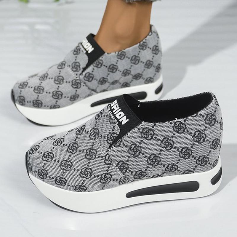 

Fashion Classic Flower Embroidery Sneakers Women 2025 Non Slip Lightweight Walking Sports Shoes Woman Letter Print Platform Shoes Mujer 42 чёрный