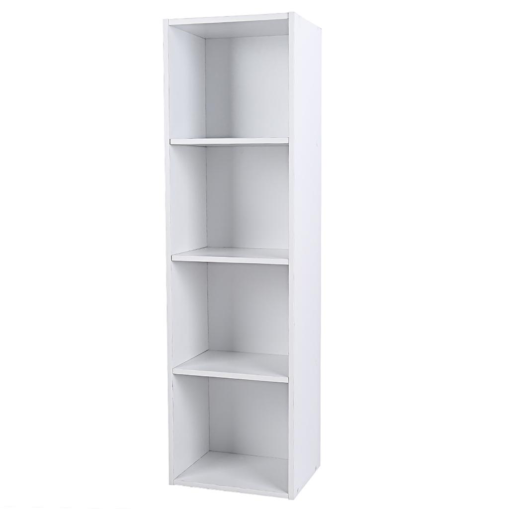 4 Shelf Bookcase Storage Bookshelf Wood Furniture Adjustable Book Shelving