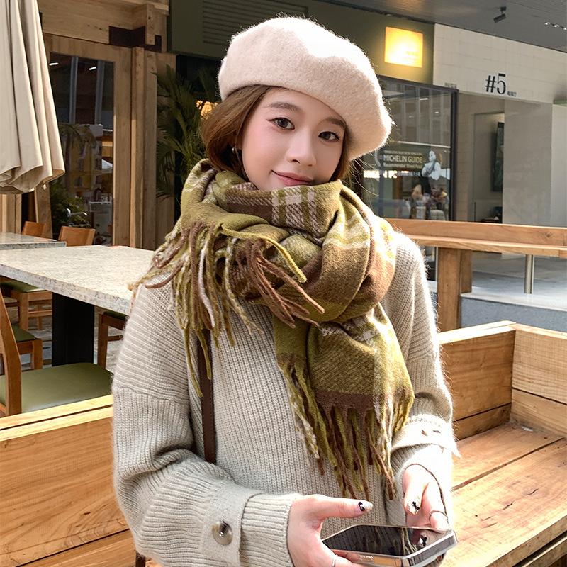 Fleece-Like Cashmere Scarf High-End Women's Autumn Winter Thickened Versatile Shawl Neck Warmer