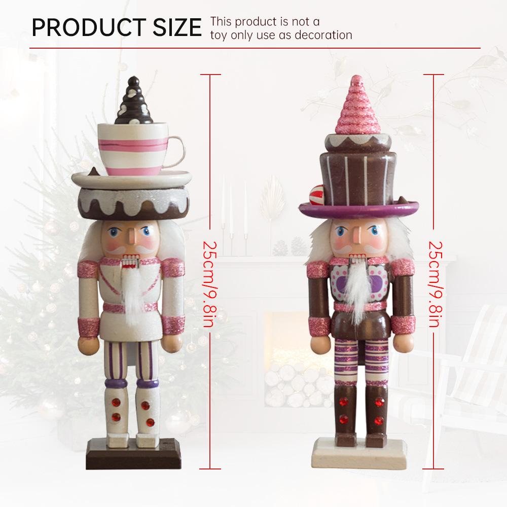 25CM Christmas Nutcracker Cake Ice Cream Pink Color Wooden Handicraft Sculpture Ornament Creative Festival Gifts Home Decoration