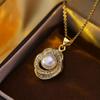 SENIKO Natural Água Doce Grande Barroco Pérola Colares Para Mulheres Moda Flor Cubic Zirconia Pingente Com Corrente Presente de Aniversário