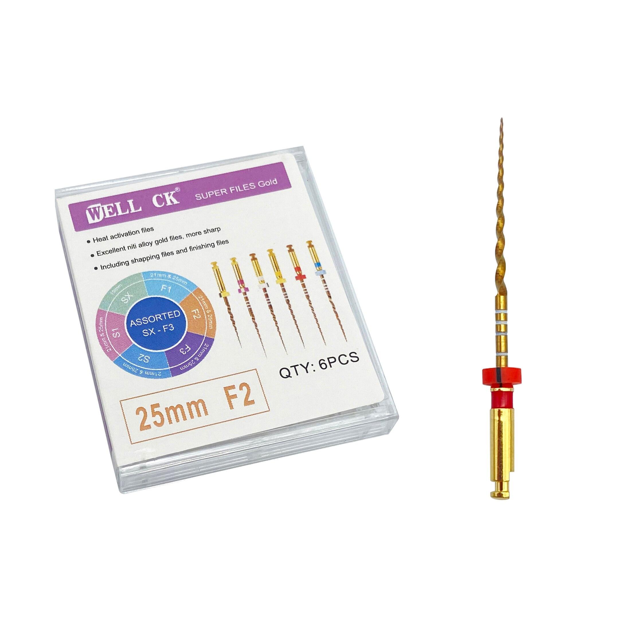 Зубной файл корневого канала, золотые эндодонтические суперфайлы, золотые эндодонтические файлы, 25 мм, никель-титан 25mm F2