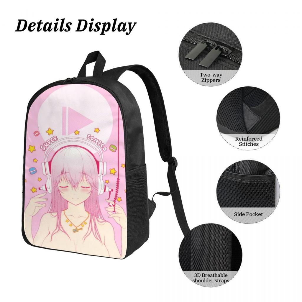 3Pcs Super Sonicos Prints School Bags Set For Kids Pencil Boxes Backpack Sets With Lunch Box For School Students Knapsack