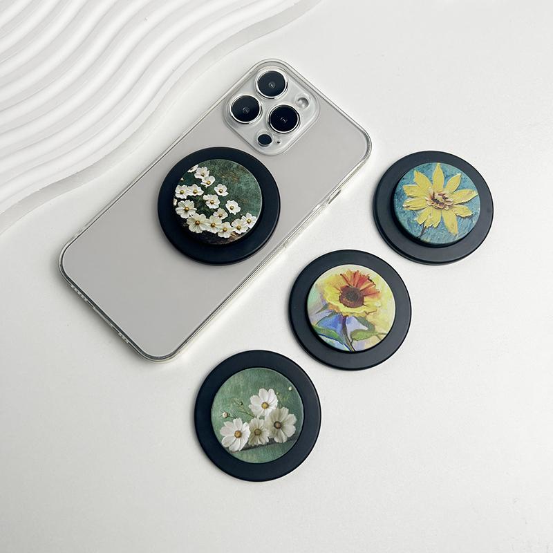 Kunst Ölmalerei Stil Blümchen Sockel Griff Faltbarer Handyhalter Chrysantheme Talk Tok Für Magsafe Iphone Mac Samsung Sicher