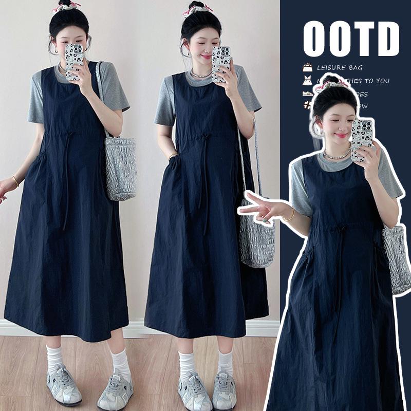 Chic Summer Plus Size Maternity Maxi Dress Set Double Extra Large