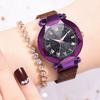 Women Sky Starry Luminous Watch Roman Numerals Quartz Watch Magnet Wristwatch