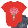 Pink Kisses Flower Bouquet Unisex Tshirts Funny Lipstick Bouquet Design Printed Short Sleeve Crew Neck T Shirt Clothing