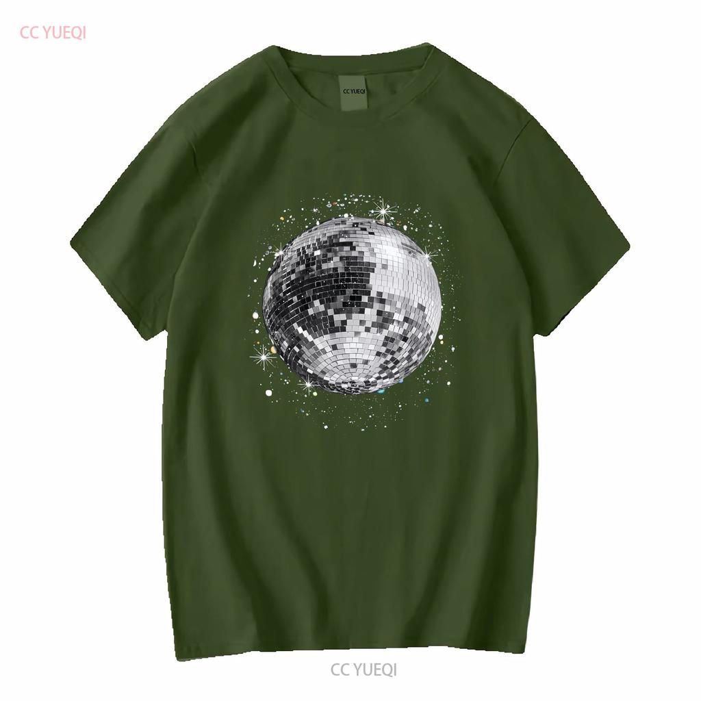 Black and White Disco Ball Club Retro T Shirt  vintage Washed homme Soft streetwear designer clothes Versatile Breathable
