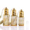 10/15pcs 3ML Portable Essential Oil Roll-on Bottles Mini Golden Travel Perfume Roller Empty Bottles Glass Dispenser with Rope