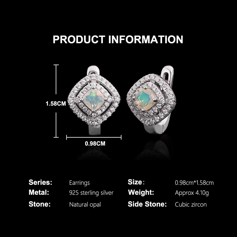 925 sterling silver earrings October Birthstone natural cushion 4.0mm Ethiopia Opal fine jewelry for women's Festival party wear