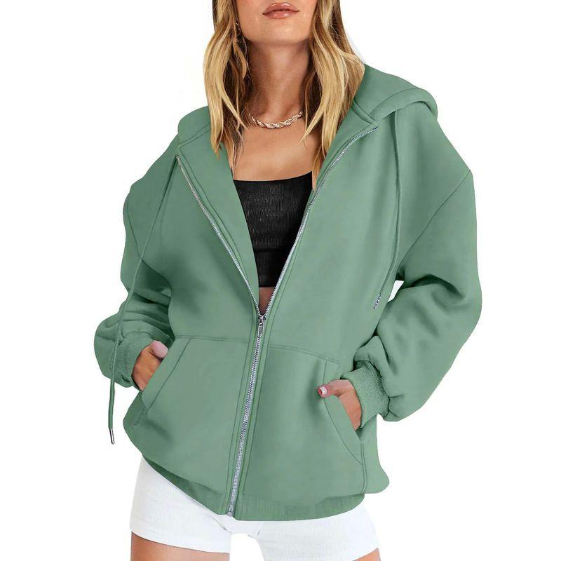 

Long Sleeved Drawstring Zippered Hoodie Long Sleeves Drawstring Zipper Hooded Sweatshirt