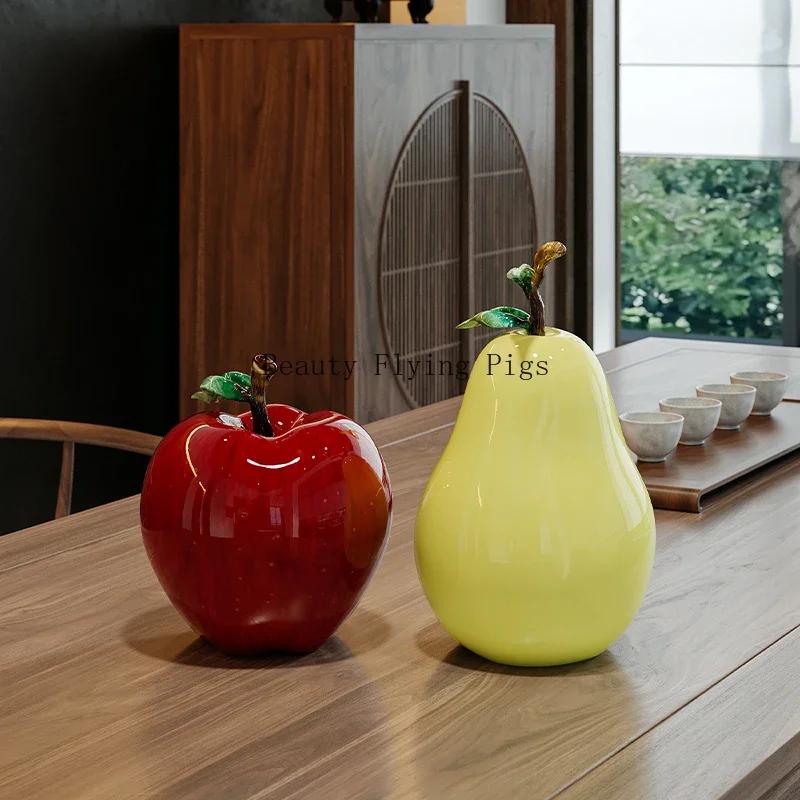 1pc Resin Fruit Ornaments Apple, Pear Shaped Homestay Decoration Blessing A Birthday Present Christmas Interior Decorations