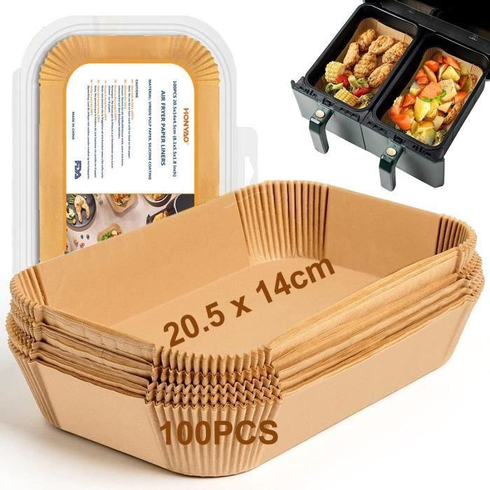 Papier Cuisson pour Ninja Air Fryer - MARSEE - 100 Pièces 20,5x14cm Rectangulair Paper Liners Accessoires Ninja Foodi Dual Zone