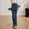 Women's Anti-Light Leakage High-Waisted Butt-Lifting Yoga Pants, Fake Two-Piece Culottes, Slight Flare, Perfect for Spring & Autumn Pilates Fitness.