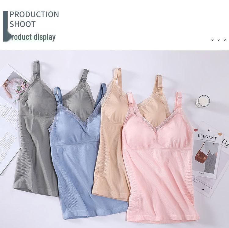 Lace Trim Wireless Nursing Camisole Bra - Pregnancy & Convenient Feeding