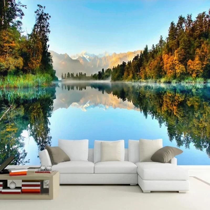 Fototapet 3d Lac Pădure Munte Fototapet Sufragerie Tv Dormitor Decor Home Decor