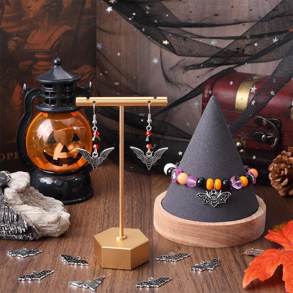 30Pcs Gothic Enamel Bat Halloween Charms, 3 Styles Alloy Vampire Pendants DIY Jewelry Making Supplies For Earrings Necklaces Bracelets
